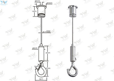 0,05 ″ Edelstahl-Beleuchtungskörper-Suspendierungs-Ausrüstungen mit Kabel-Greifer-Haken