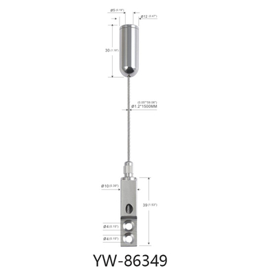 1.2mm Draht Seitenausgang Hängendes Drahtseil kundenspezifische Länge Draht Suspension Kit für Bildrahmen
