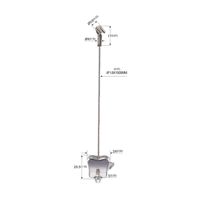 Verstellbares Messingkabel-Hängesystem für Kunstausstellungen enthält Hardware