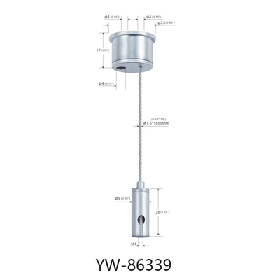 LED-Beleuchtung Kabel Setup System mit 1,2 mm Schraube in Draht 600 mm Länge verstellbares Finish