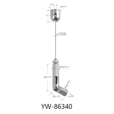 LED-Beleuchtung Kabel Setup System mit 1,2 mm Schraube in Draht 600 mm Länge verstellbares Finish